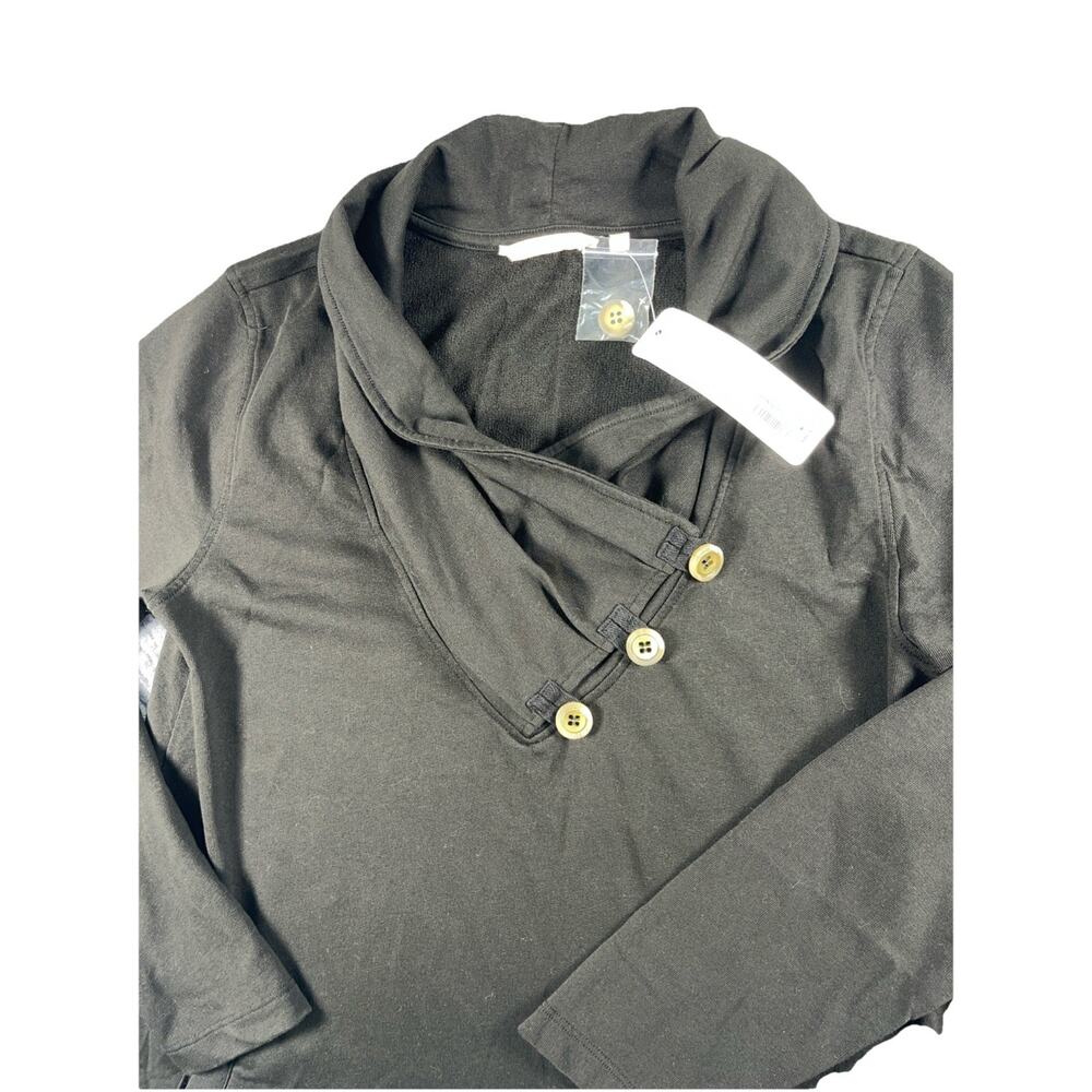 NEW $89 SOFT SURROUNDINGS Medium Westminster Tunic French Terry Top Cowl Black